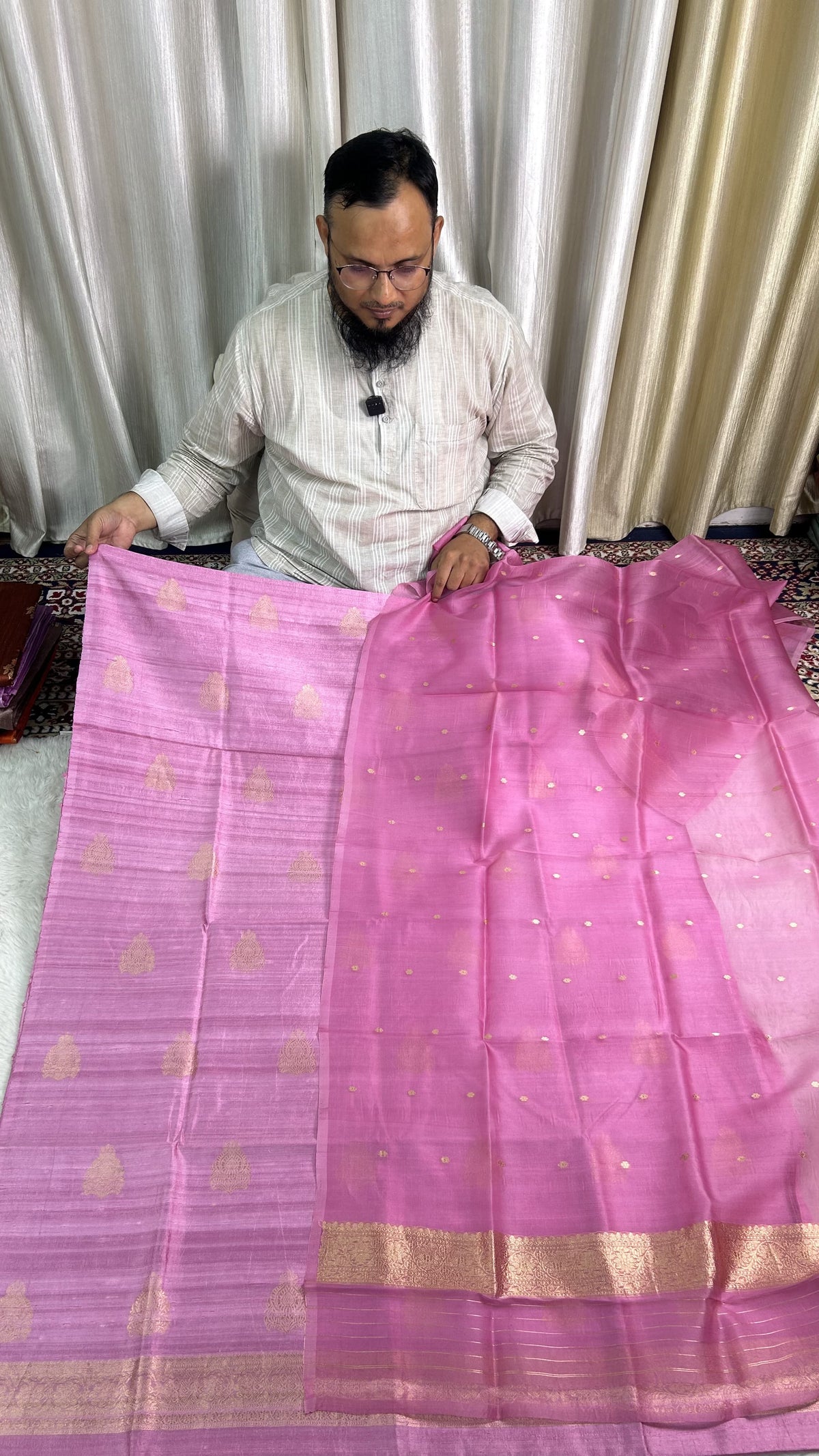 PURE RAW SILK KADHWA SILK SUIT SET WITH PURE KORA DUPATTA