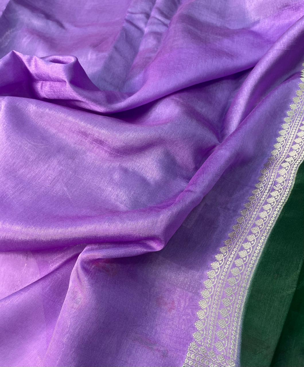 Banarasi Mango Silk Skirt Meena Border Jaal Design Saree