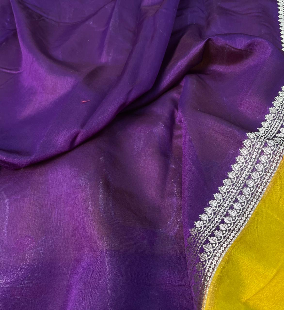Banarasi Mango Silk Skirt Meena Border Jaal Design Saree