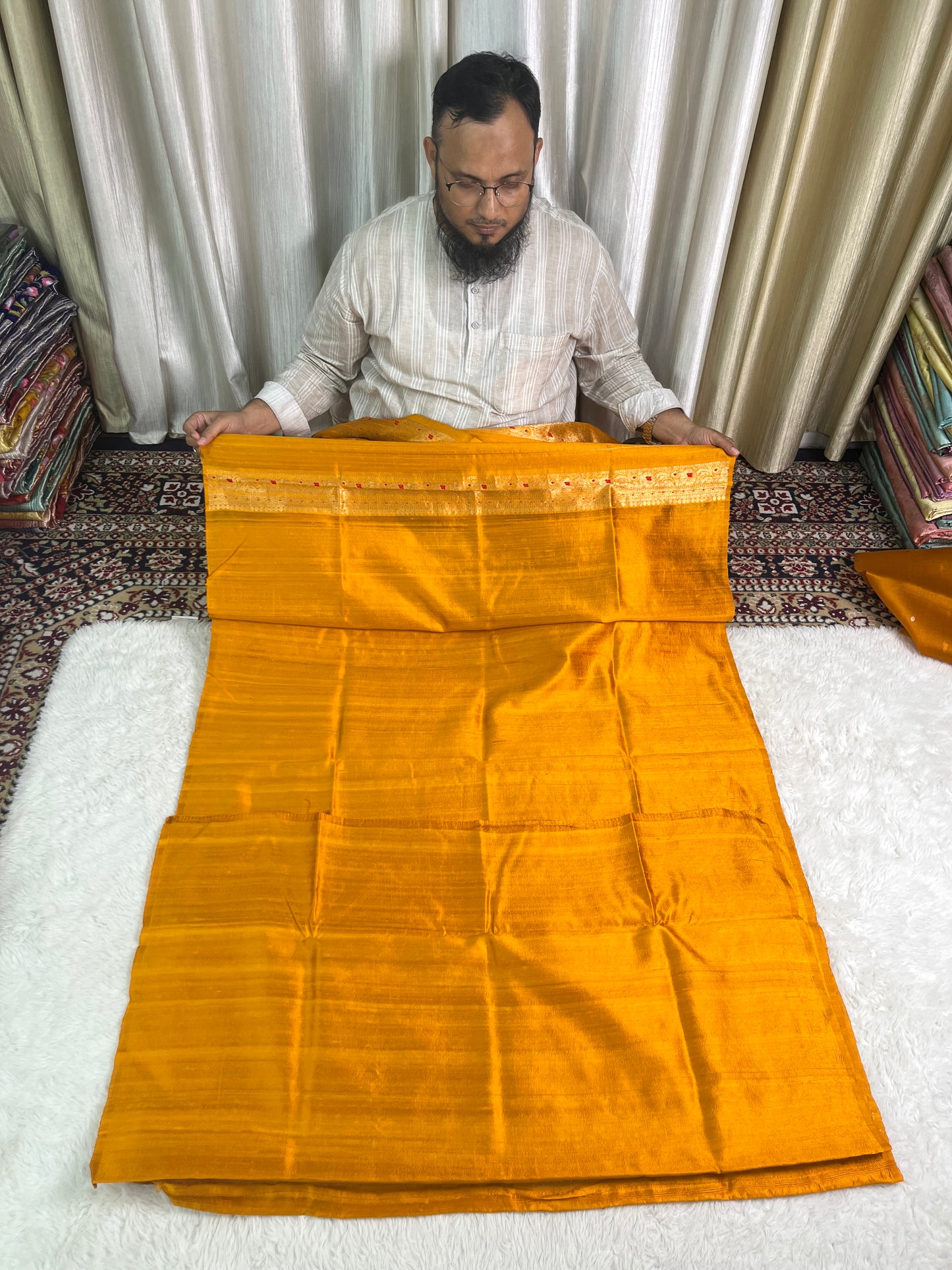 PURE RAW SILK KADHWA SILK SUIT SET WITH PURE KORA DUPATTA