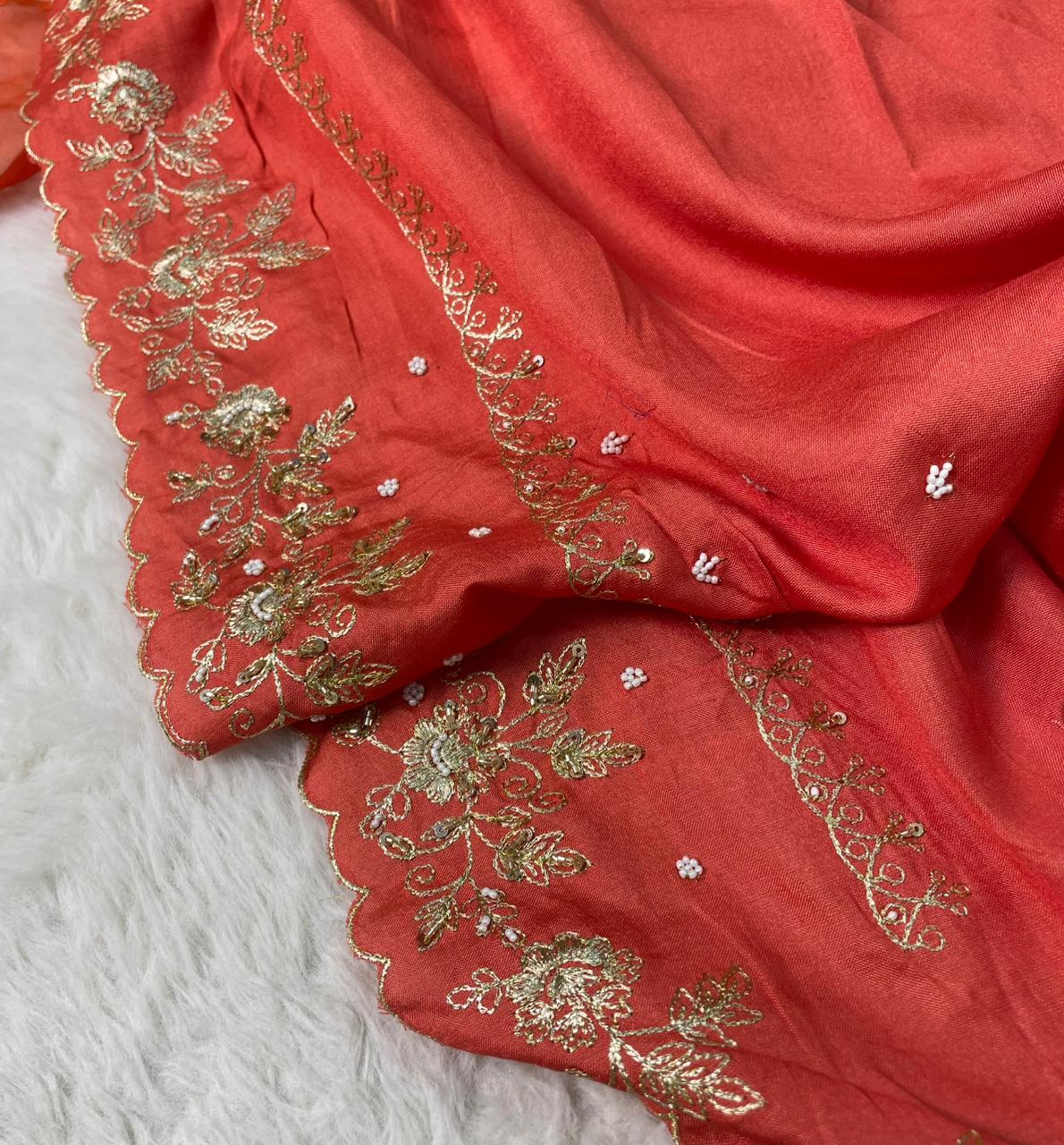 Pure Tissue Handwork Designer Border Saree