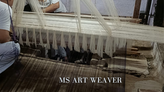 Weaving the Sarees on Handloom
