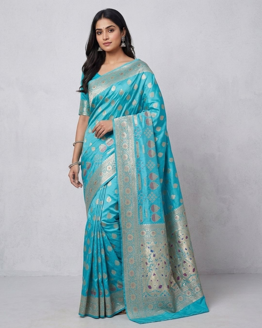 PURE KATAN CUTWORK SAREE