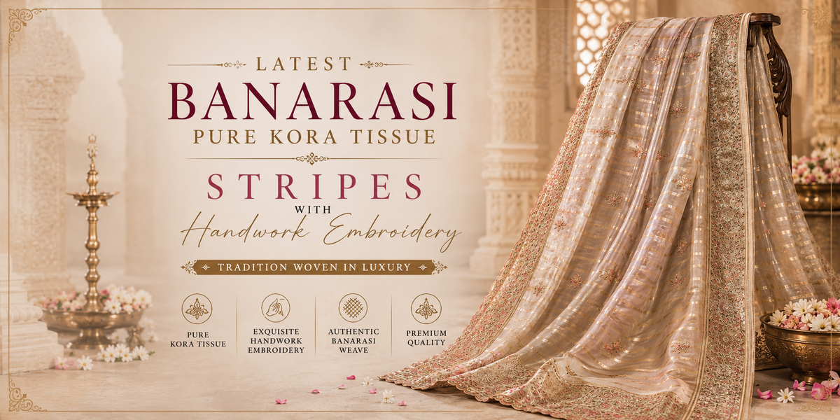 Pure kora Tissue Handwork Embroidery