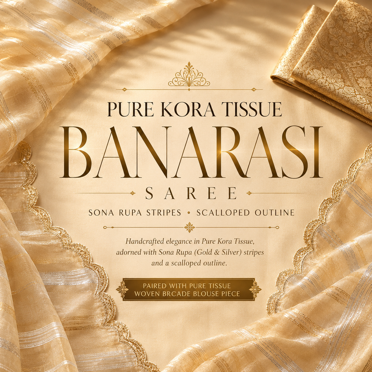 Pure Kora Tissue Sona Rupa Saree