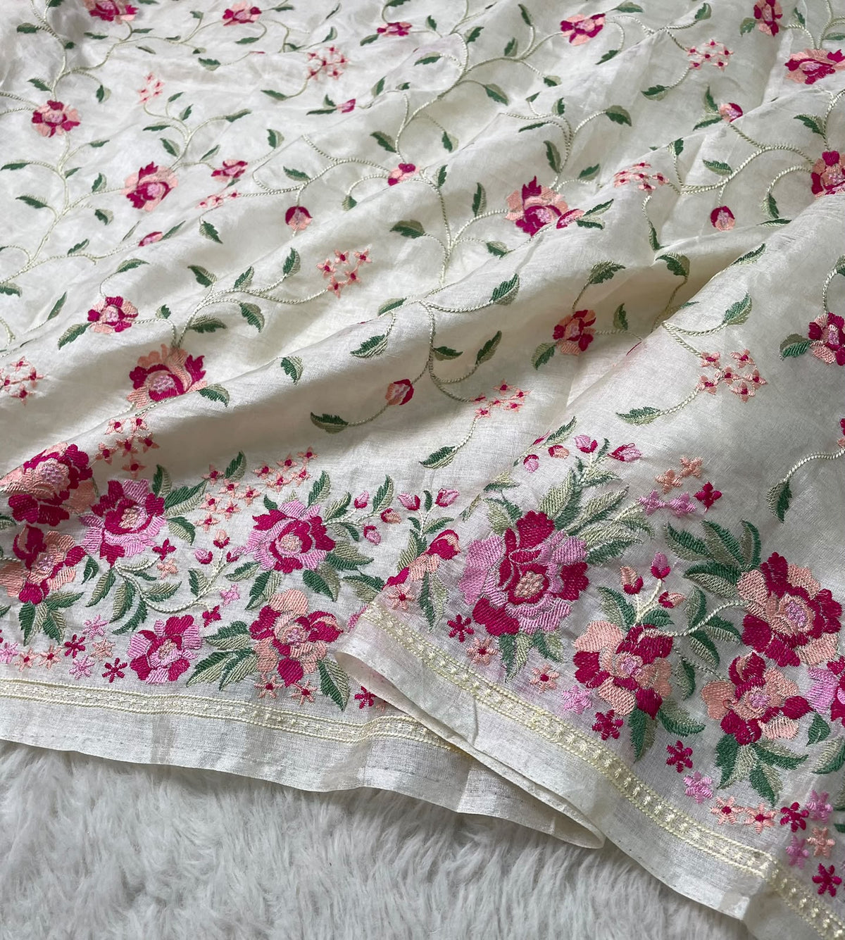 Pure Tussar Silk Embroidery Saree