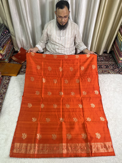 PURE RAW SILK KADHWA SILK SUIT SET WITH PURE KORA DUPATTA
