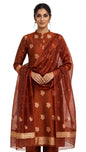 PURE RAW SILK KADHWA SILK SUIT SET WITH PURE KORA DUPATTA