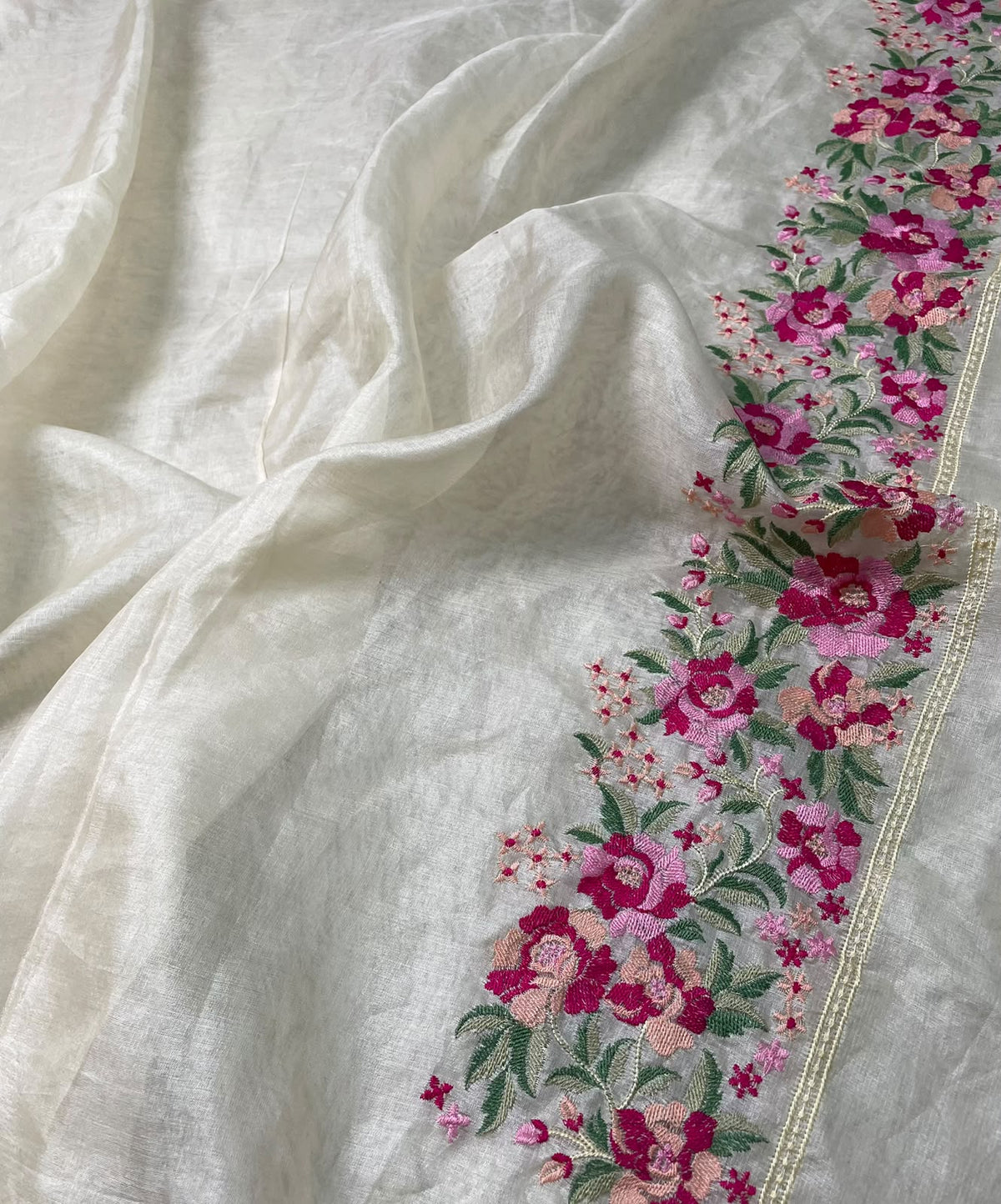 Pure Tussar Silk Embroidery Saree