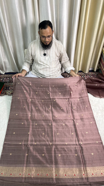 PURE RAW SILK KADHWA SILK SUIT SET WITH PURE KORA DUPATTA