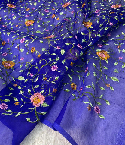 Banarasi Handloom Pure Kora Brocade Saree with Heavy Petit Point Embroidery