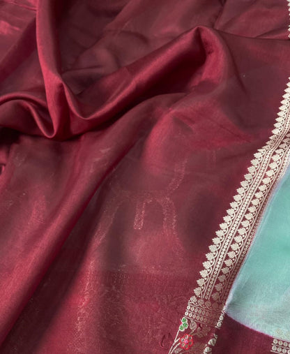 Banarasi Mango Silk Skirt Meena Border Jaal Design Saree
