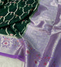 Banarasi Mango Silk Skirt Meena Border Jaal Design Saree
