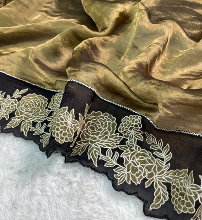 Black Pure Tissue organza aplique work