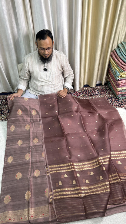 PURE RAW SILK KADHWA SILK SUIT SET WITH PURE KORA DUPATTA