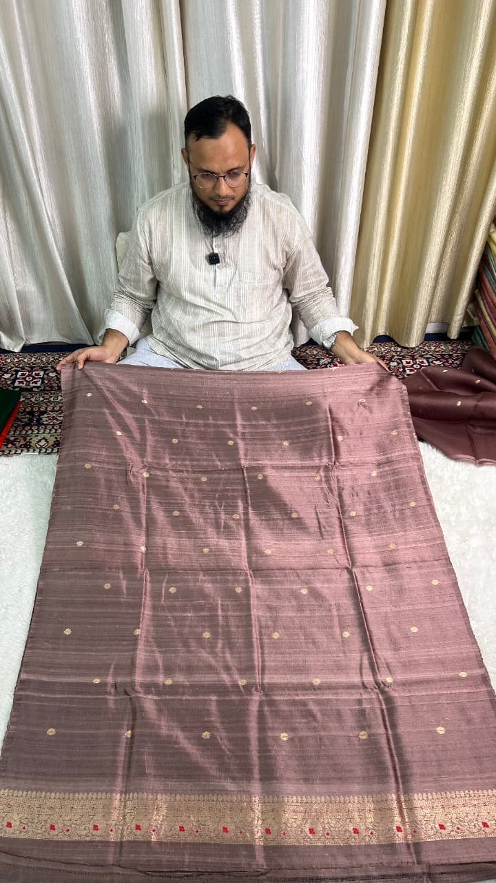 PURE RAW SILK KADHWA SILK SUIT SET WITH PURE KORA DUPATTA