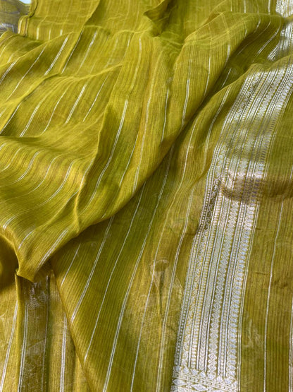 Handloom Tussar Silk Banarasi Border Mina Jaal Saree