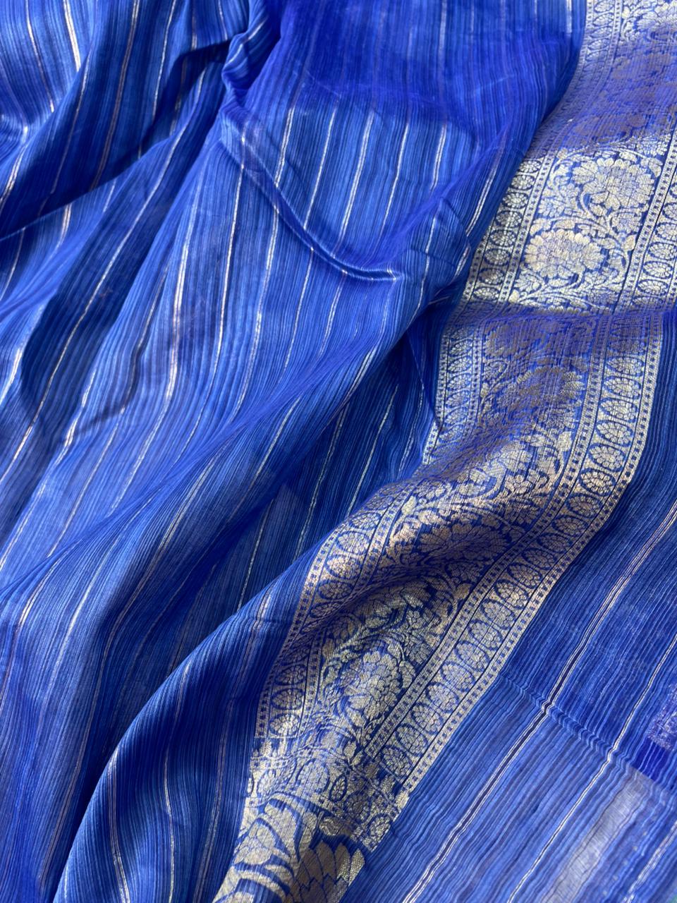 Handloom Tussar Silk Banarasi Border Mina Jaal Saree