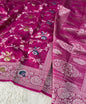 Handloom Tussar Silk Banarasi Border Mina Jaal Saree