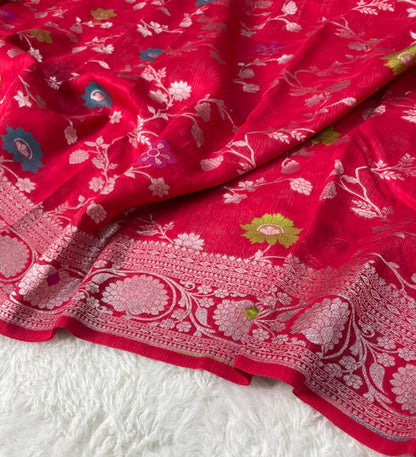 Handloom Tussar Silk Banarasi Border Mina Jaal Saree