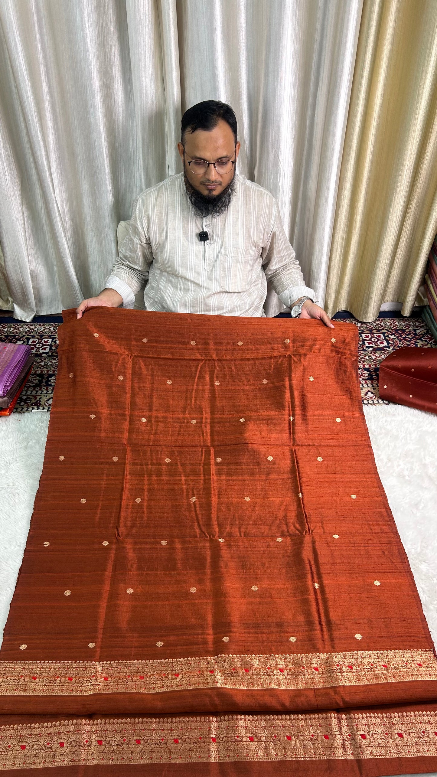 PURE RAW SILK KADHWA SILK SUIT SET WITH PURE KORA DUPATTA