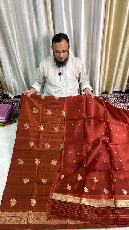 PURE RAW SILK KADHWA SILK SUIT SET WITH PURE KORA DUPATTA