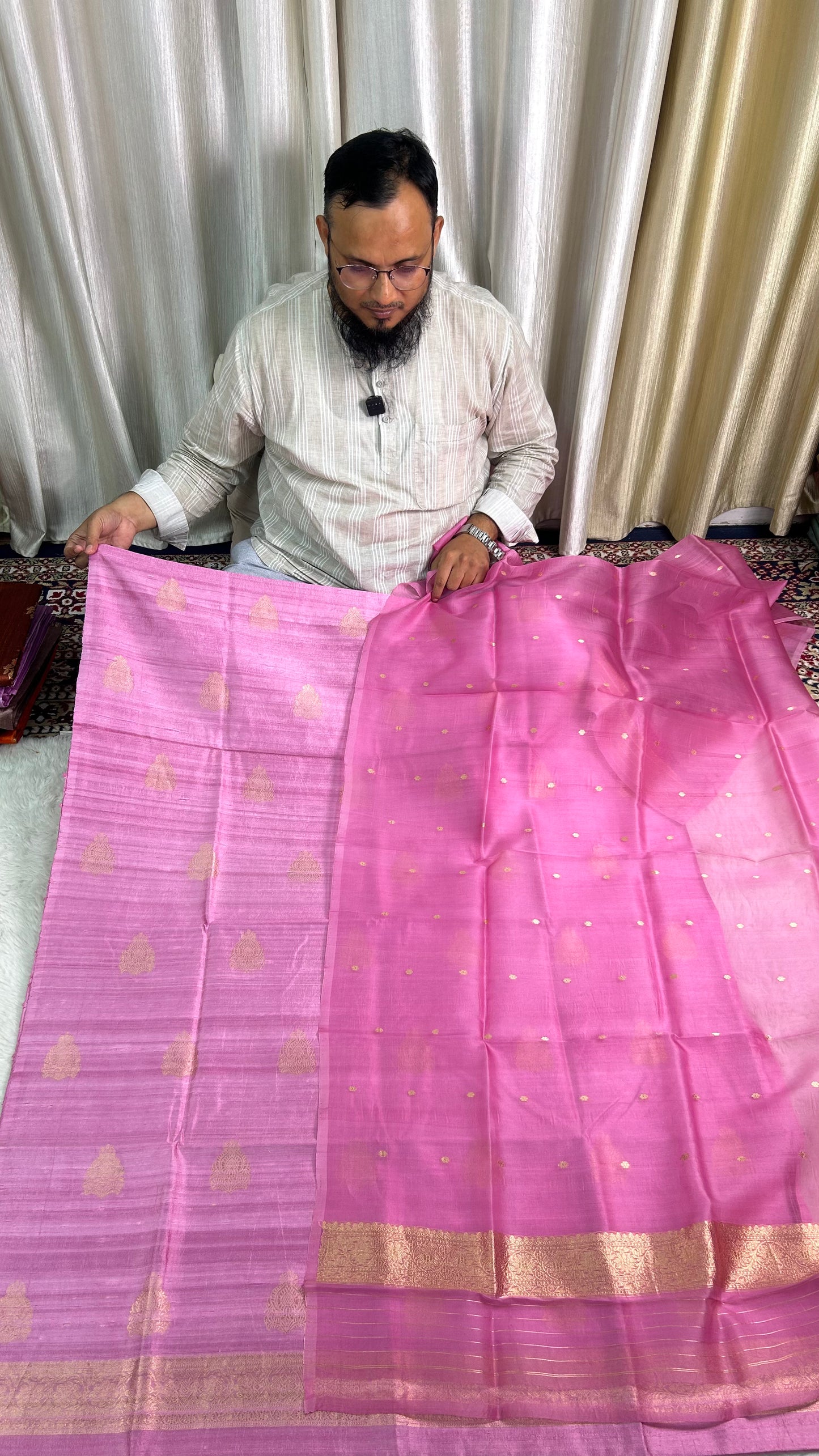 PURE RAW SILK KADHWA SILK SUIT SET WITH PURE KORA DUPATTA