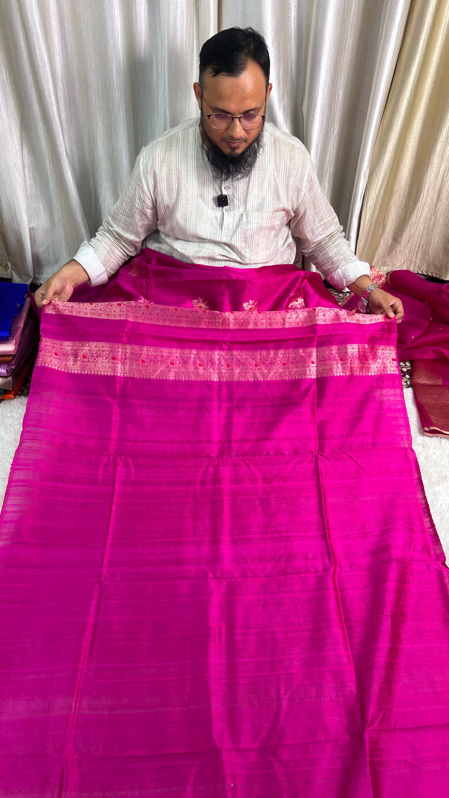 PURE RAW SILK KADHWA SILK SUIT SET WITH PURE KORA DUPATTA