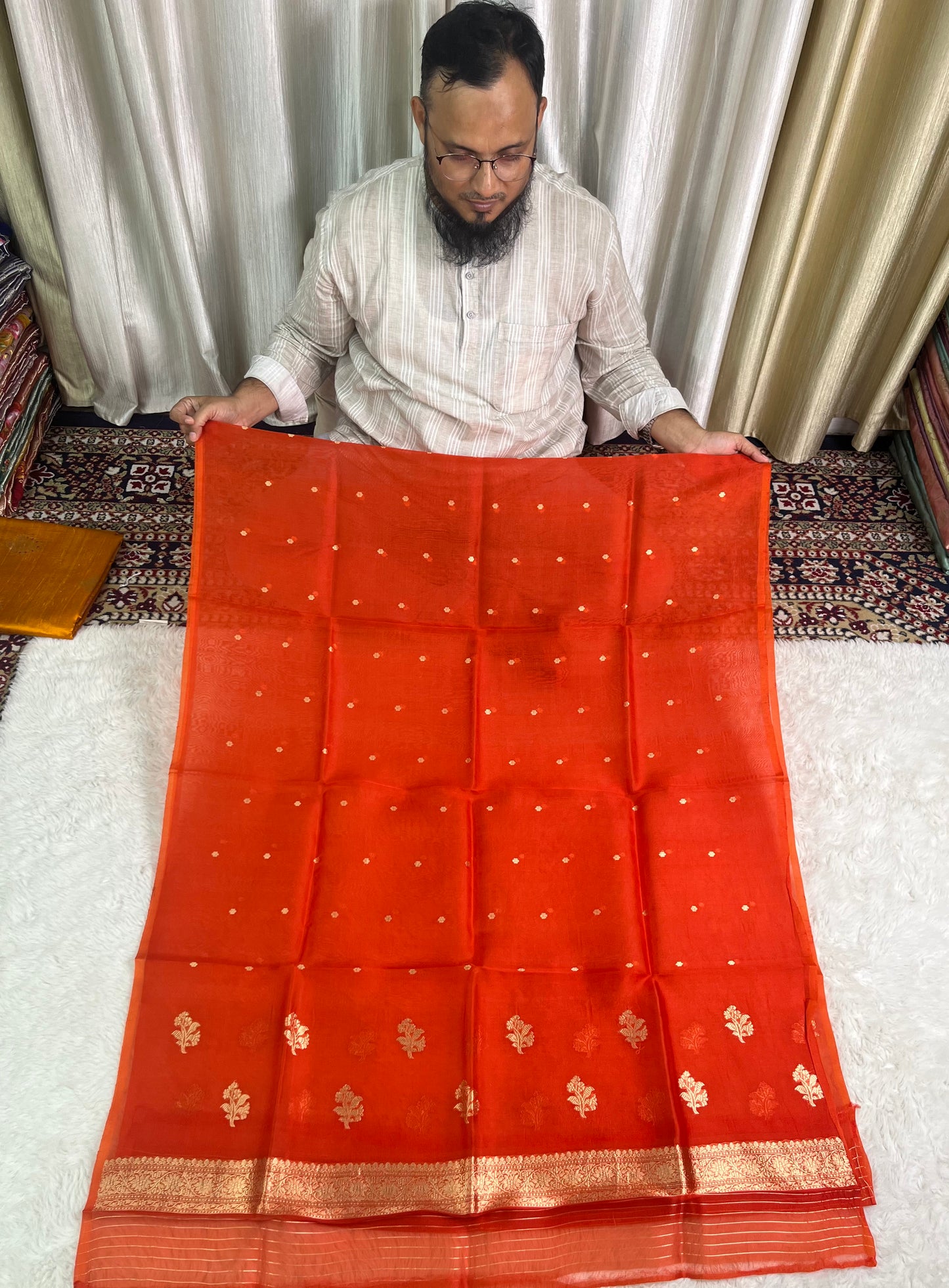 PURE RAW SILK KADHWA SILK SUIT SET WITH PURE KORA DUPATTA