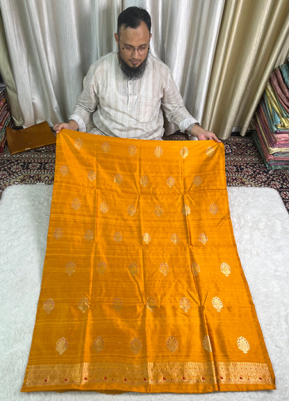 PURE RAW SILK KADHWA SILK SUIT SET WITH PURE KORA DUPATTA