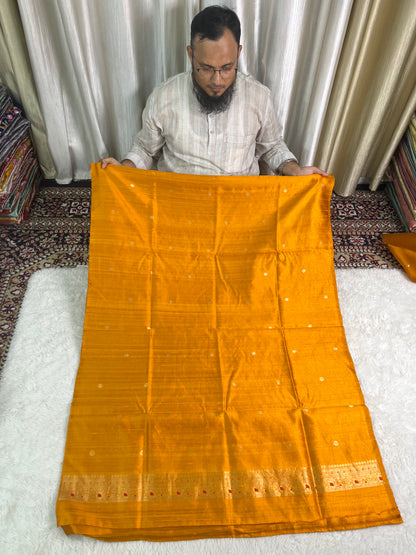 PURE RAW SILK KADHWA SILK SUIT SET WITH PURE KORA DUPATTA