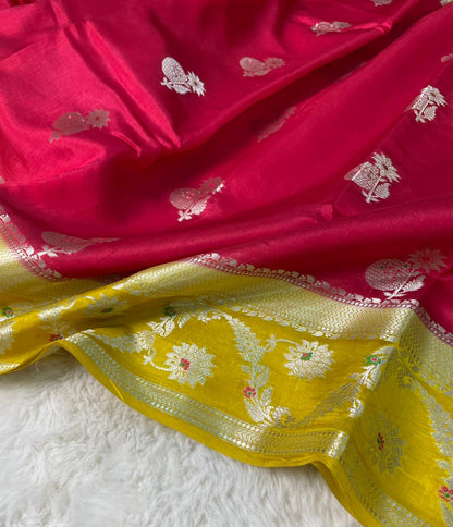 Mango Silk Skirt Mina Border Buta Design Sarees
