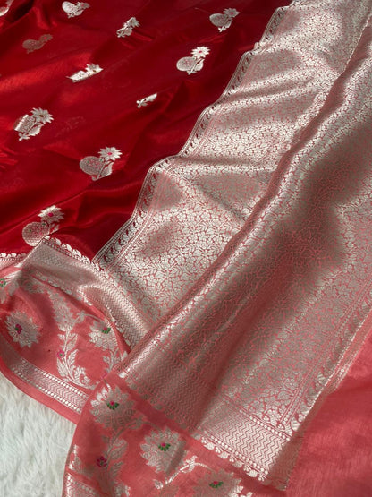 Mango Silk Skirt Mina Border Buta Design Sarees