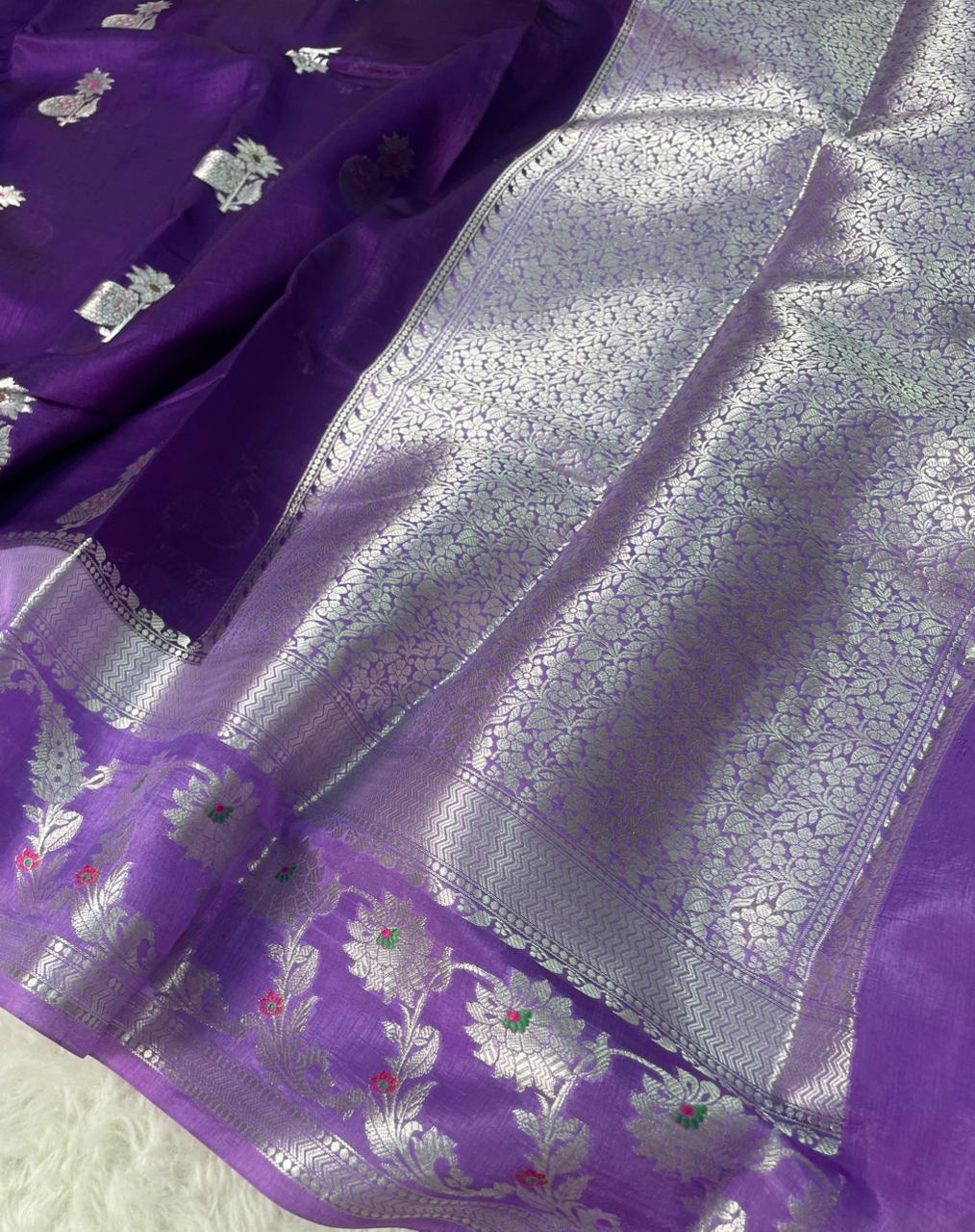 Mango Silk Skirt Mina Border Buta Design Sarees