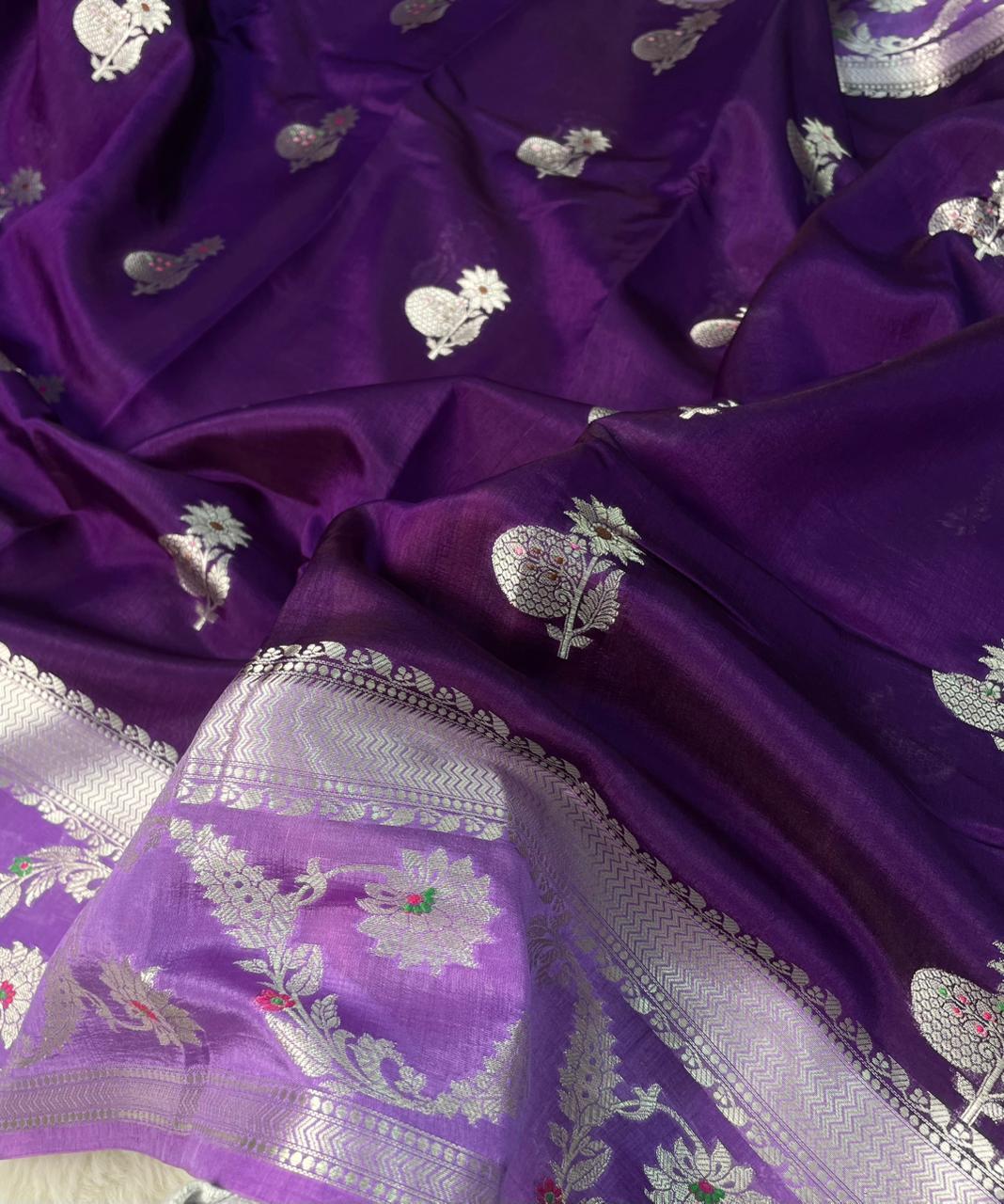 Mango Silk Skirt Mina Border Buta Design Sarees