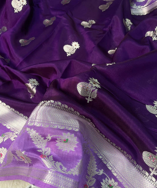 Mango Silk Skirt Mina Border Buta Design Sarees