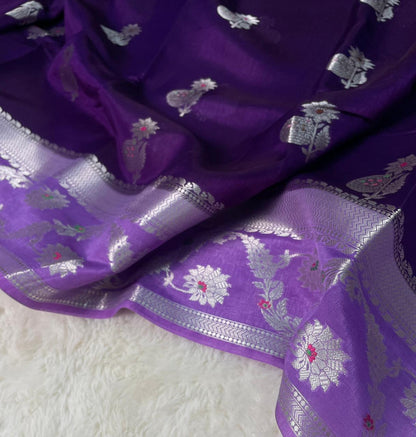 Mango Silk Skirt Mina Border Buta Design Sarees