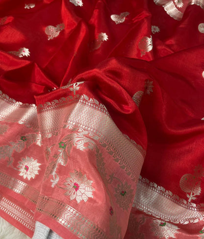 Mango Silk Skirt Mina Border Buta Design Sarees