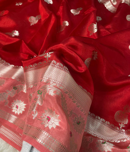 Mango Silk Skirt Mina Border Buta Design Sarees