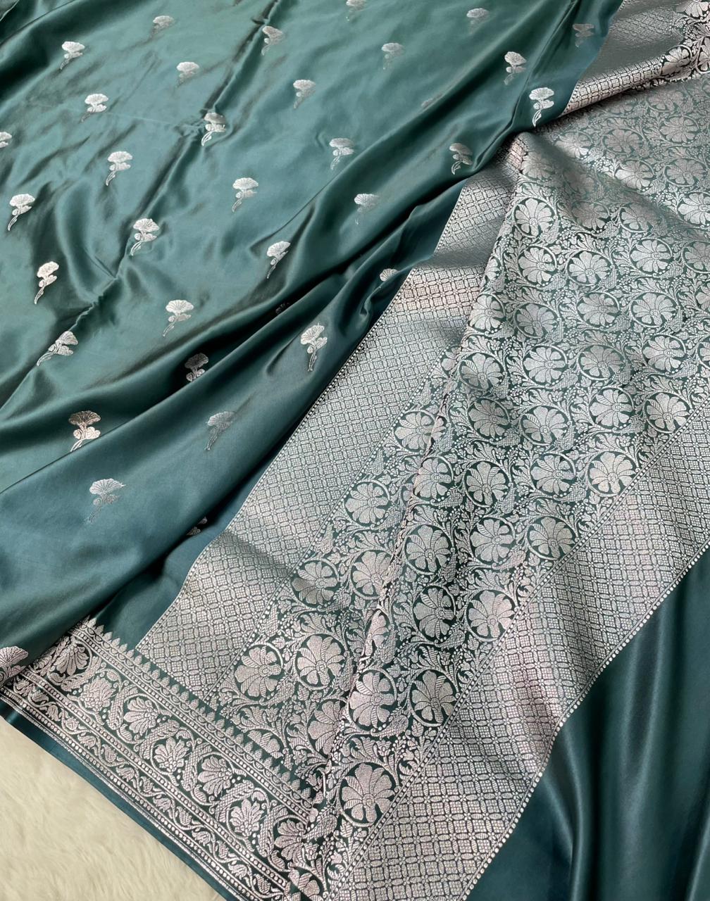 Mashru silk Zari Border Buta Saree