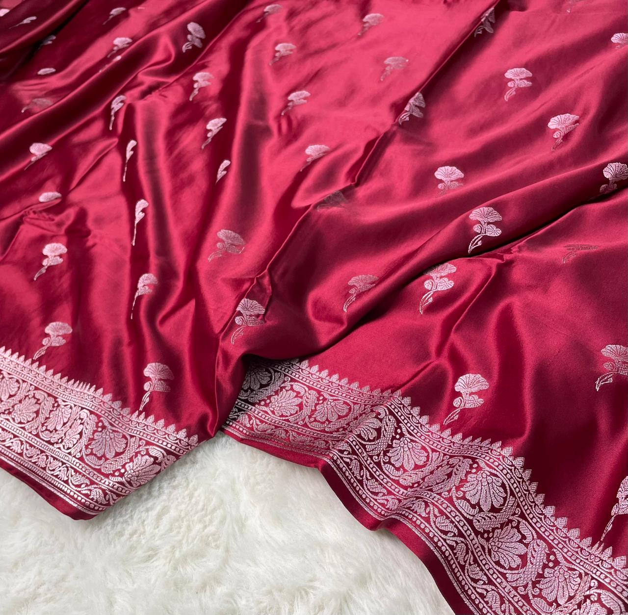 Mashru silk Zari Border Buta Saree