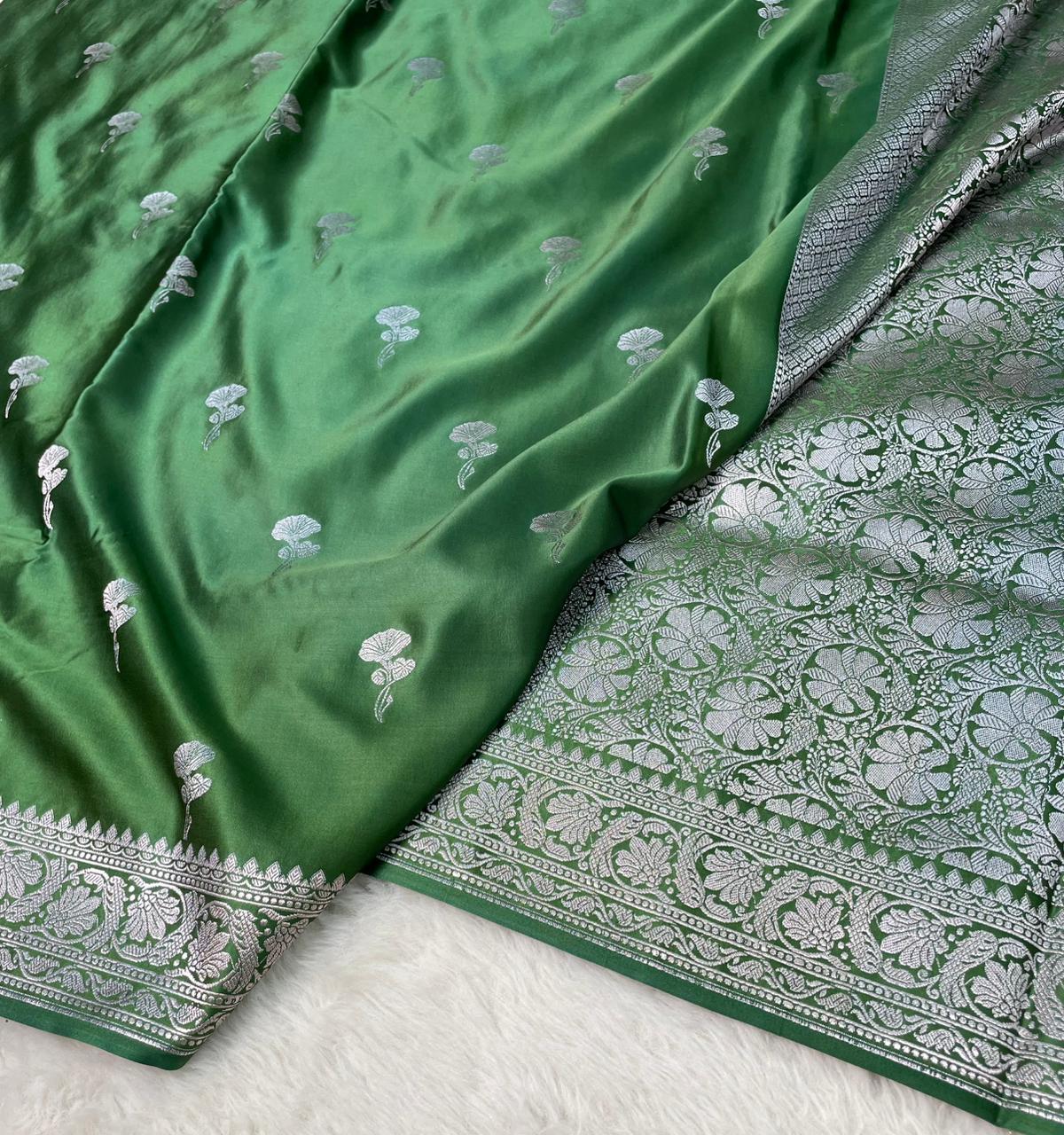 Mashru silk Zari Border Buta Saree
