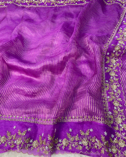 Pure Tissue Handwork Designer Border Saree
