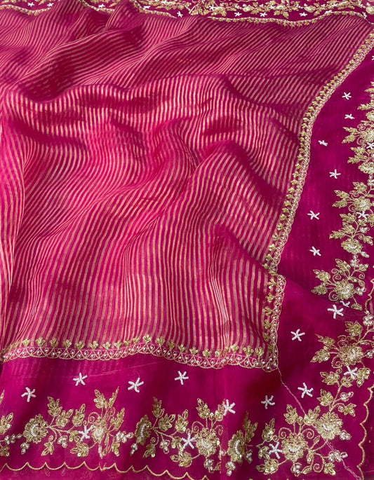 Pure Tissue Handwork Designer Border Saree