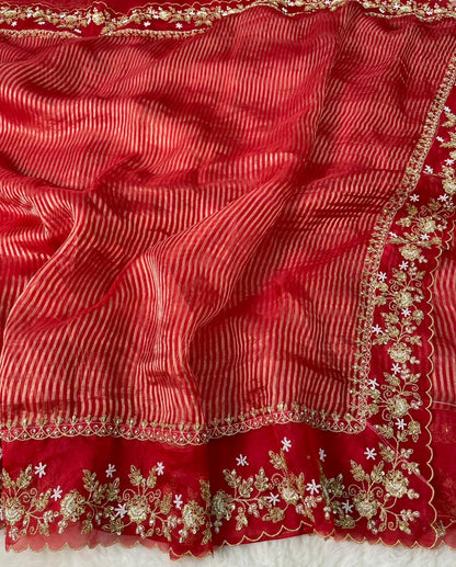 Pure Tissue Handwork Designer Border Saree