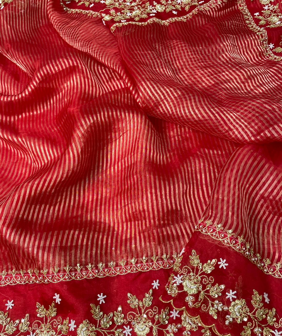 Pure Tissue Handwork Designer Border Saree
