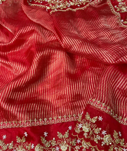 Pure Tissue Handwork Designer Border Saree