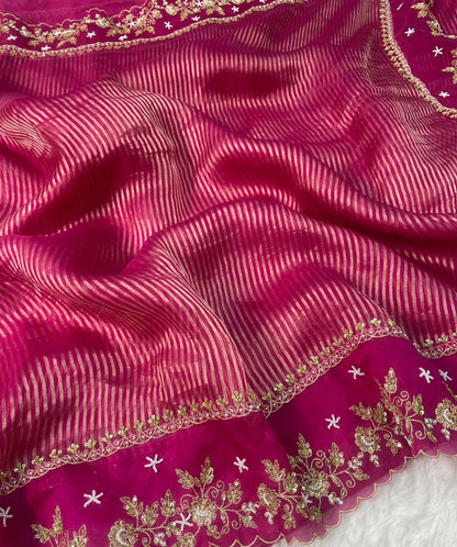 Pure Tissue Handwork Designer Border Saree