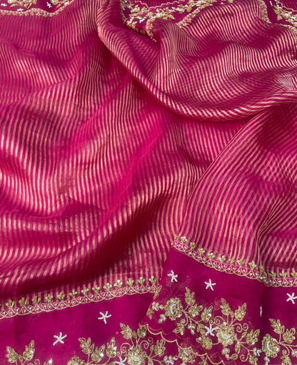 Pure Tissue Handwork Designer Border Saree