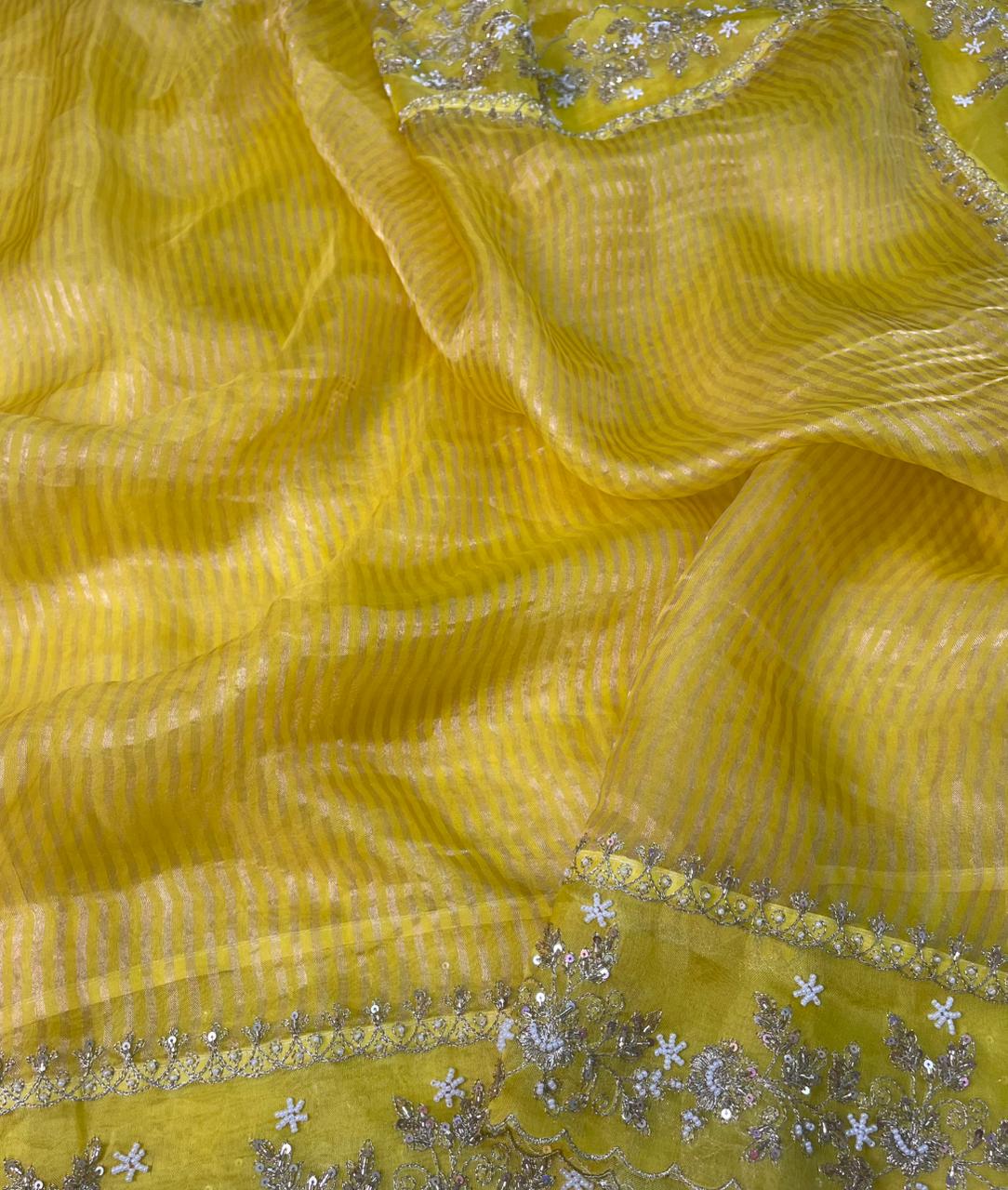 Pure Tissue Handwork Designer Border Saree